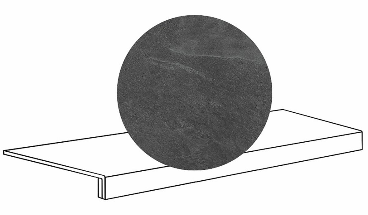 LPC Alaska lasittamaton porraslaatta reunalla 33X120 08 antrasiitti laineileva matta tumma musta kivi