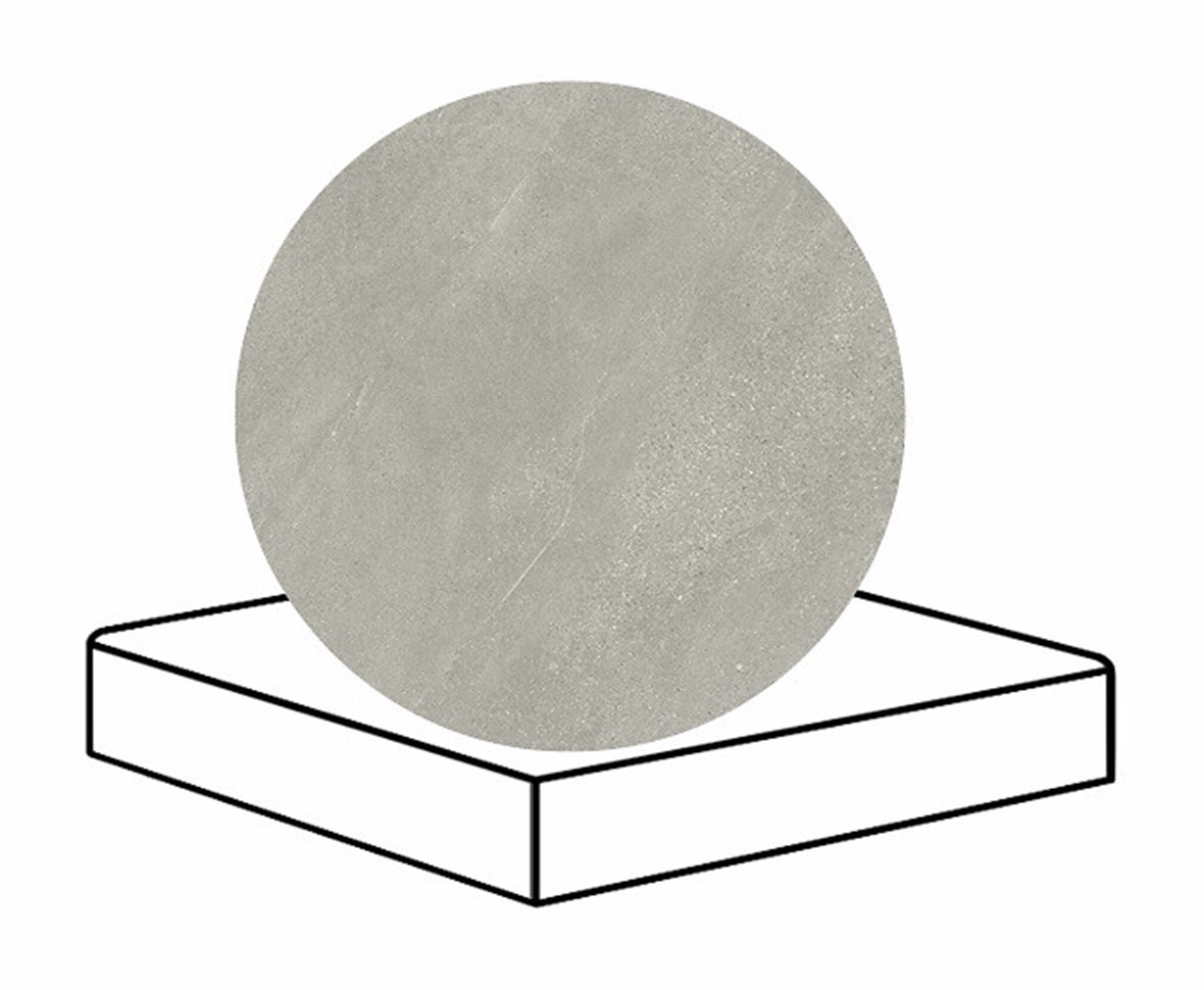 LPC Alaska lasittamaton porraslaatta reunalla kulmapala 33X33 04 savu laineileva matta keskitumma harmaa kivi