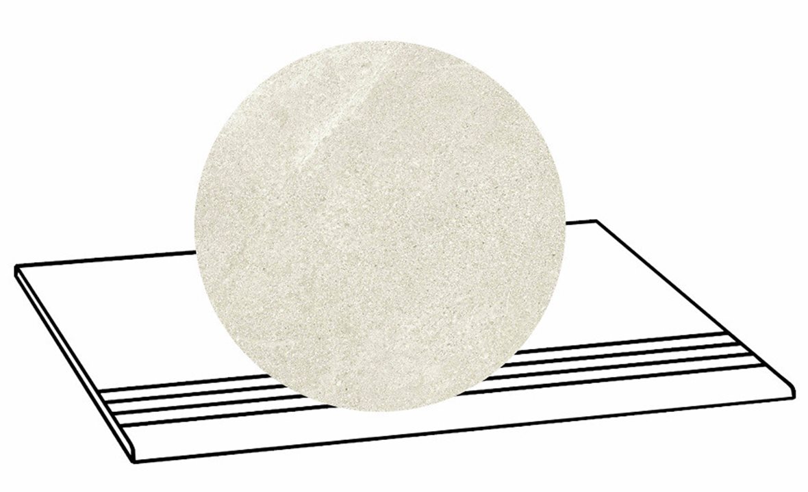 LPC Alaska lasittamaton porraslaatta liukuesteuralla 30X60 01 kalkki laineileva matta vaalea valkoinen kivi