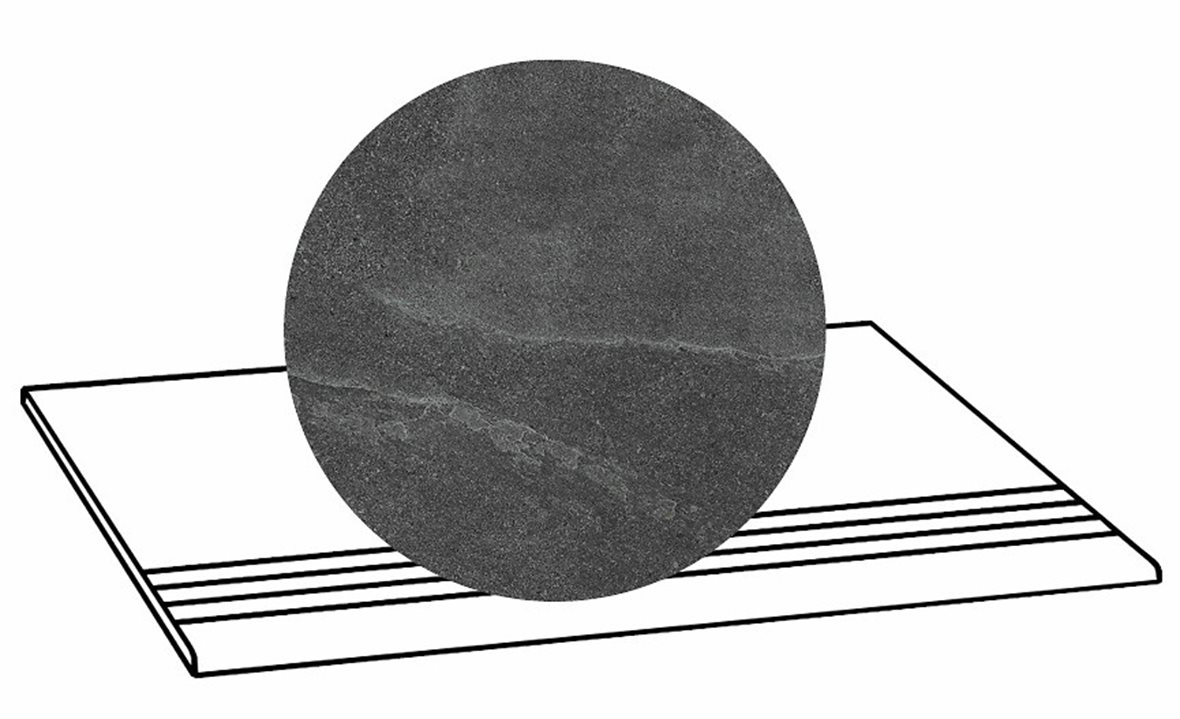 LPC Alaska lasittamaton porraslaatta liukuesteuralla 30X60 08 antrasiitti laineileva matta tumma musta kivi