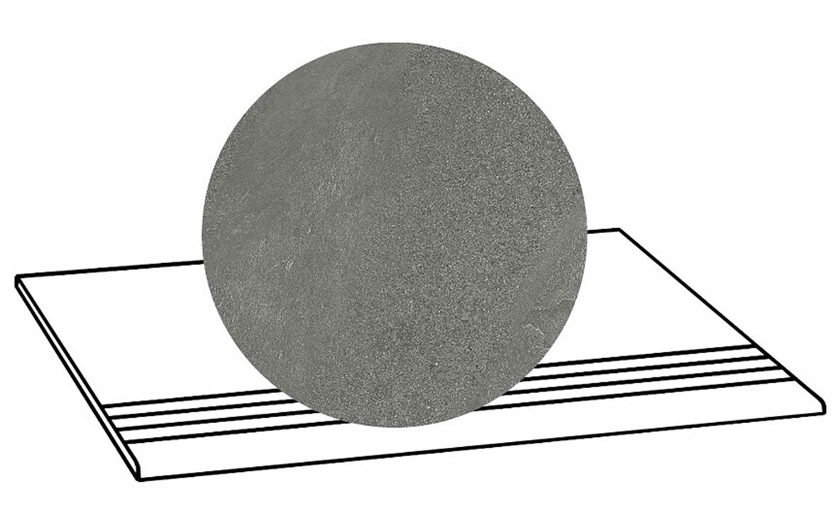 LPC Alaska lasittamaton porraslaatta liukuesteuralla 30X60 07 grafite laineileva matta tumma harmaa kivi