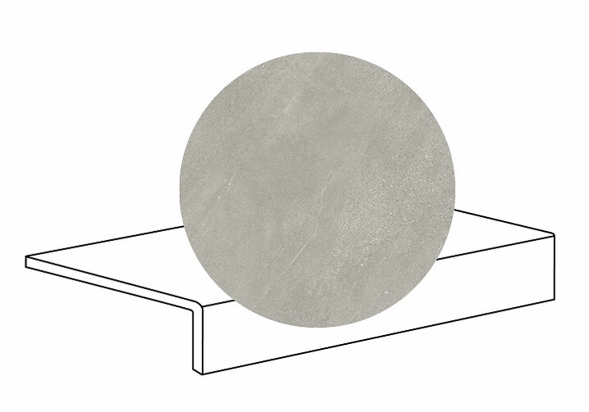 LPC Alaska lasittamaton porraslaatta reunalla 16,5X30 04 savu strukturoitu matta keskitumma harmaa kivi