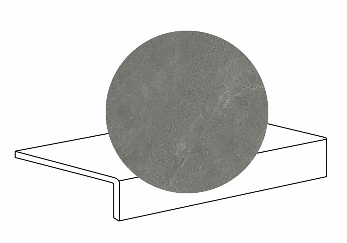 LPC Alaska lasittamaton porraslaatta reunalla 16,5X30 07 grafite strukturoitu matta tumma harmaa kivi