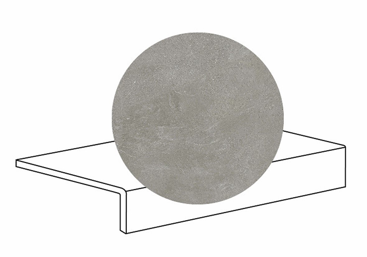 LPC Alaska lasittamaton porraslaatta reunalla 16,5X30 05 moreeni strukturoitu matta keskitumma harmaa kivi