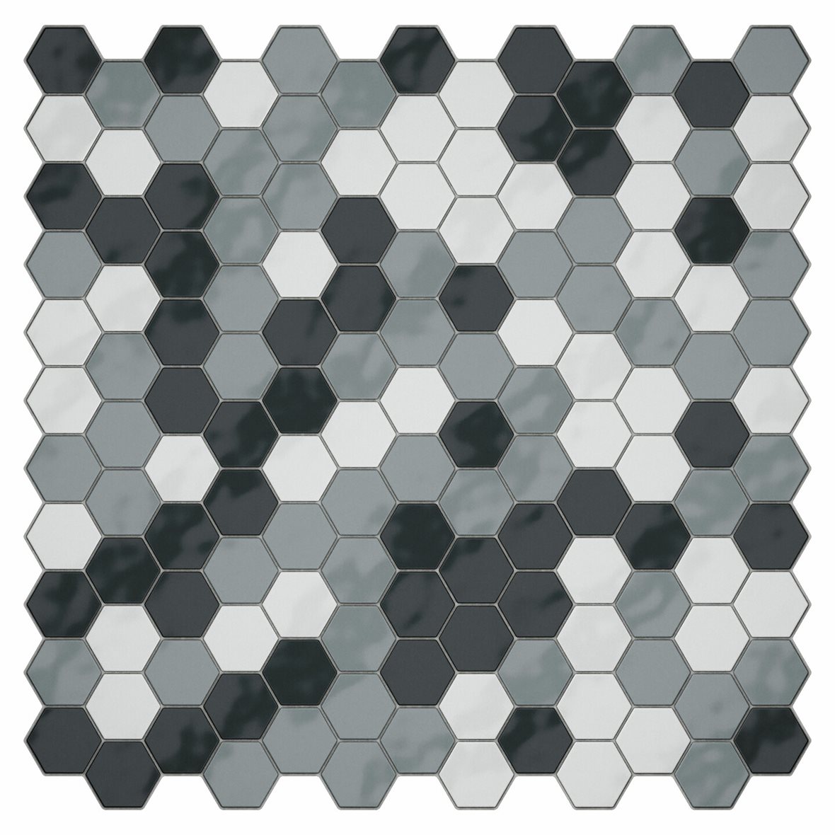 LPC Eden lasitettu porcelanato mosaiikki seinälaatta ulkolaatta 2,4X2,8 Mix 1 tasapintainen kiiltävä 6-kulmainen harmaa värisekoitelma