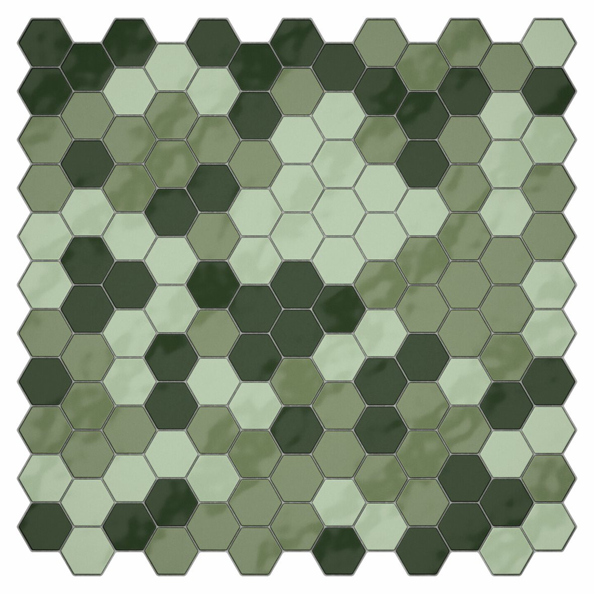 LPC Eden lasitettu porcelanato mosaiikki seinälaatta ulkolaatta 2,4X2,8 Mix 4 tasapintainen kiiltävä 6-kulmainen vihreä värisekoitelma