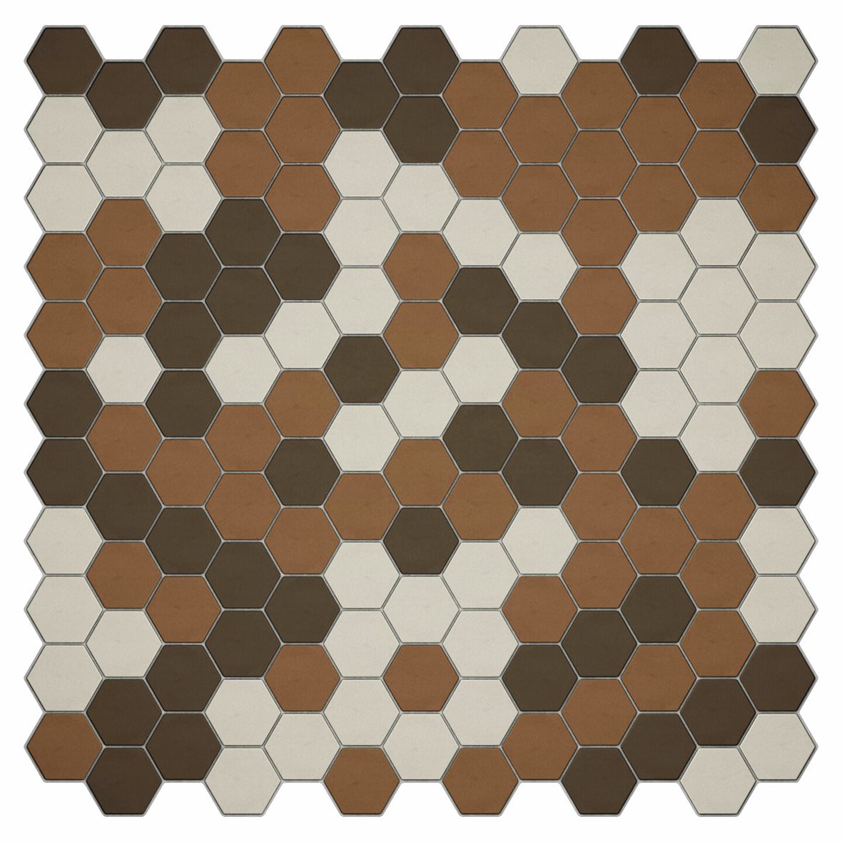 LPC Eden lasitettu porcelanato mosaiikki seinälaatta lattialaatta ulkolaatta 2,4X2,8 Mix 2 tasapintainen matta 6-kulmainen ruskea värisekoitelma