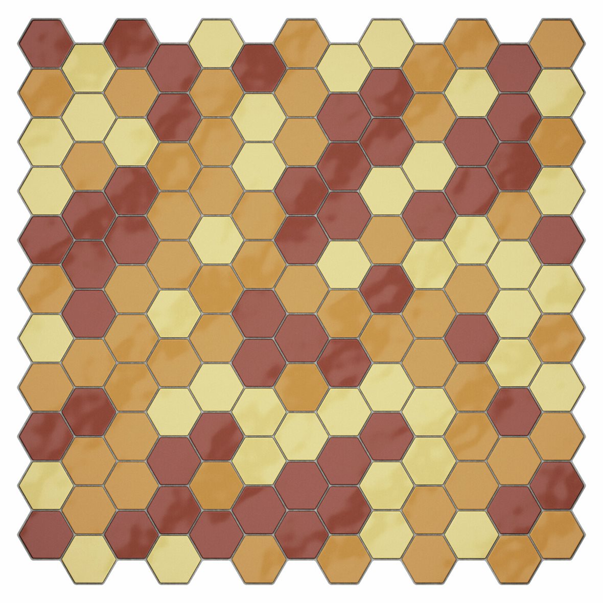 LPC Eden lasitettu porcelanato mosaiikki seinälaatta ulkolaatta 2,4X2,8 Mix 3 tasapintainen kiiltävä 6-kulmainen oranssi värisekoitelma