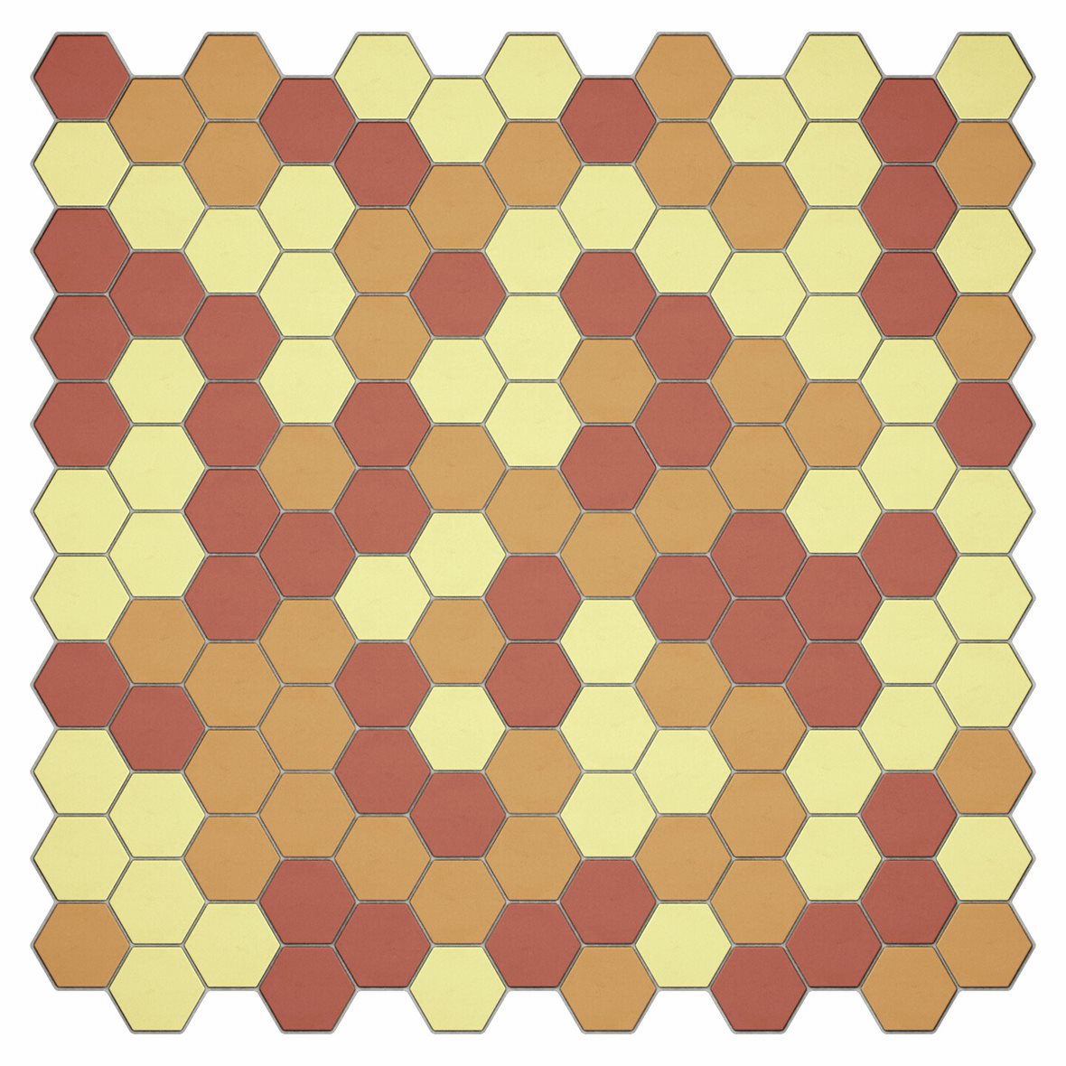 LPC Eden lasitettu porcelanato mosaiikki seinälaatta lattialaatta ulkolaatta 2,4X2,8 Mix 3 tasapintainen matta 6-kulmainen oranssi värisekoitelma