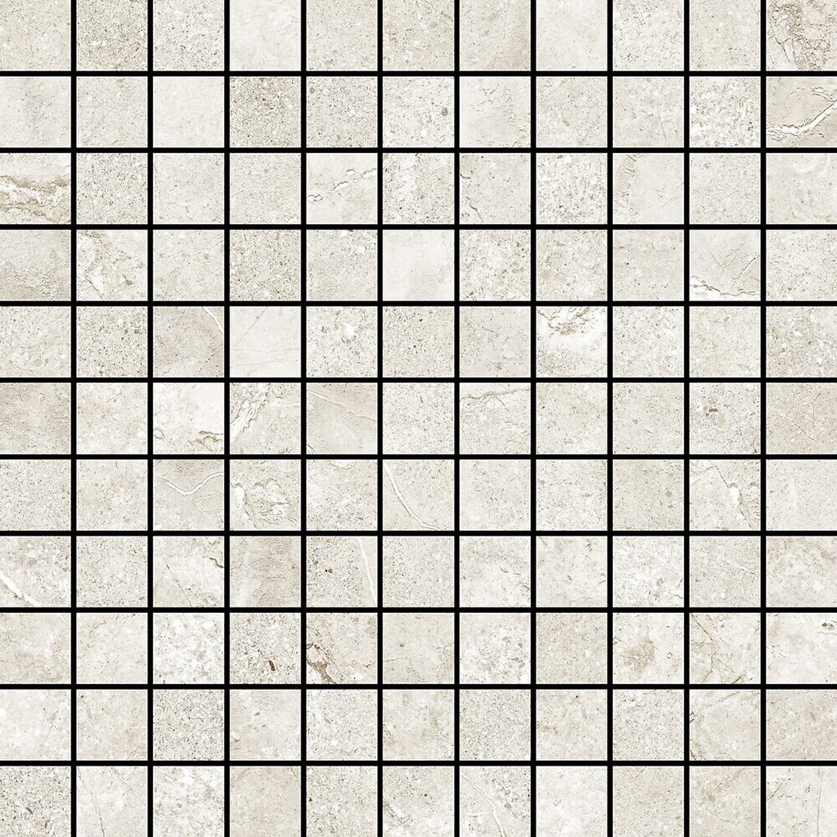 Pukkila Stone Age lasitettu kaakeli mosaiikki seinälaatta 2,5X2,5 White tasapintainen kiiltävä vaalea valkoinen kivi