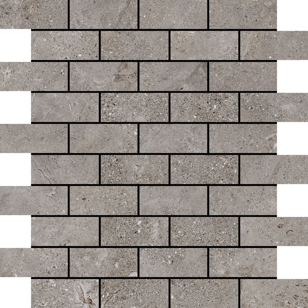 Pukkila Stone Age lasitettu kaakeli mosaiikki seinälaatta 2,8X6,5 Grey tasapintainen kiiltävä keskitumma harmaa kivi