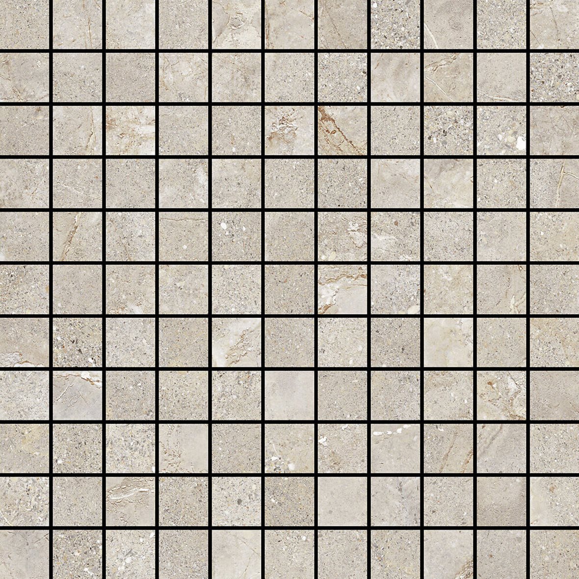 Pukkila Stone Age lasitettu kaakeli mosaiikki seinälaatta 2,5X2,5 Greige tasapintainen kiiltävä keskitumma beige kivi