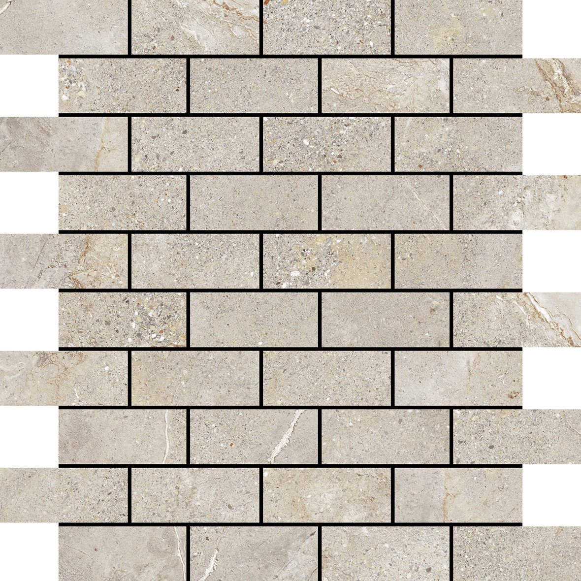 Pukkila Stone Age lasitettu kaakeli mosaiikki seinälaatta 2,8X6,5 Greige tasapintainen kiiltävä keskitumma beige kivi