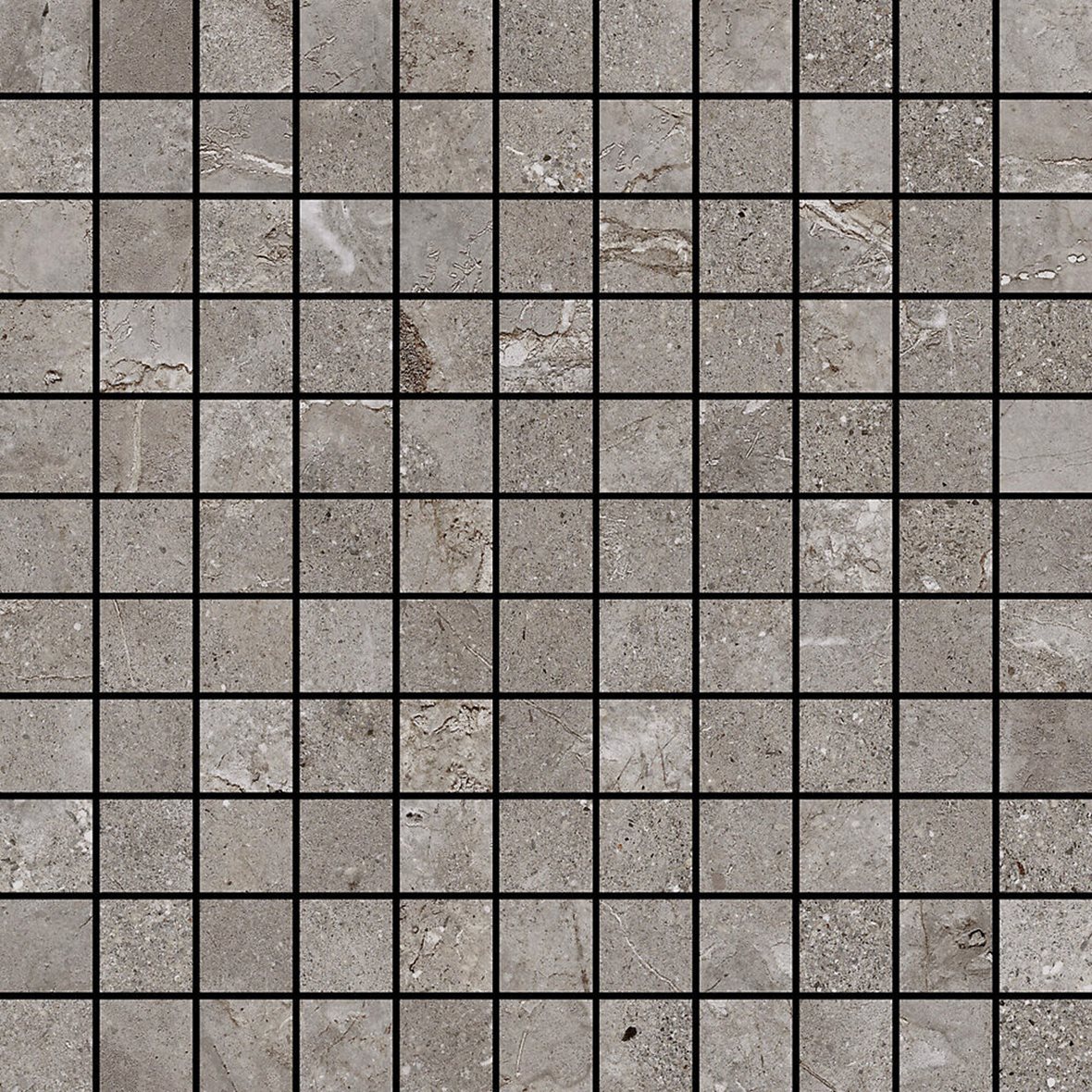 Pukkila Stone Age lasitettu kaakeli mosaiikki seinälaatta 2,5X2,5 Grey tasapintainen kiiltävä keskitumma harmaa kivi