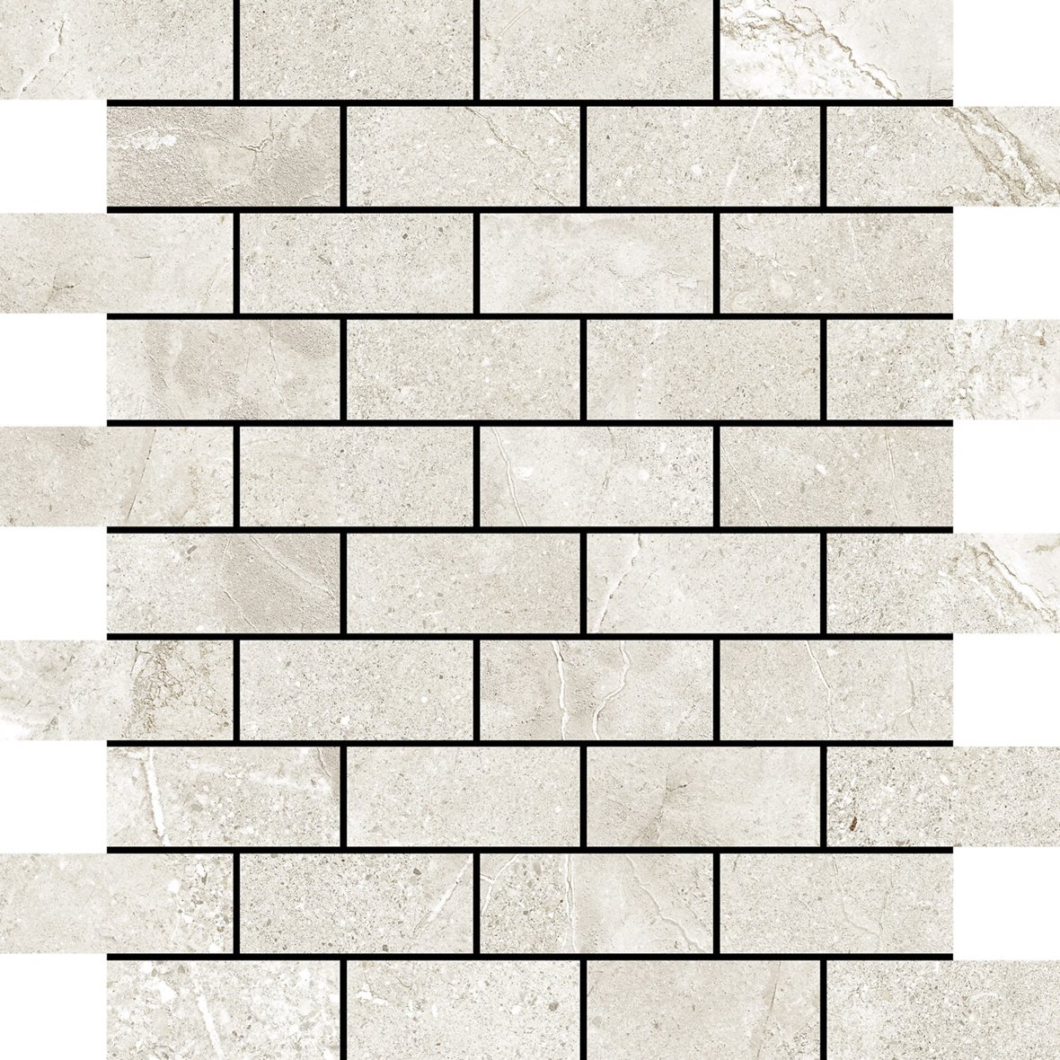 Pukkila Stone Age lasitettu kaakeli mosaiikki seinälaatta 2,8X6,5 White tasapintainen kiiltävä vaalea valkoinen kivi