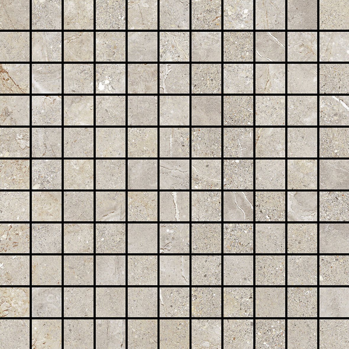 Pukkila Stone Age lasitettu kaakeli mosaiikki seinälaatta 2,5X2,5 Greige tasapintainen matta keskitumma beige kivi