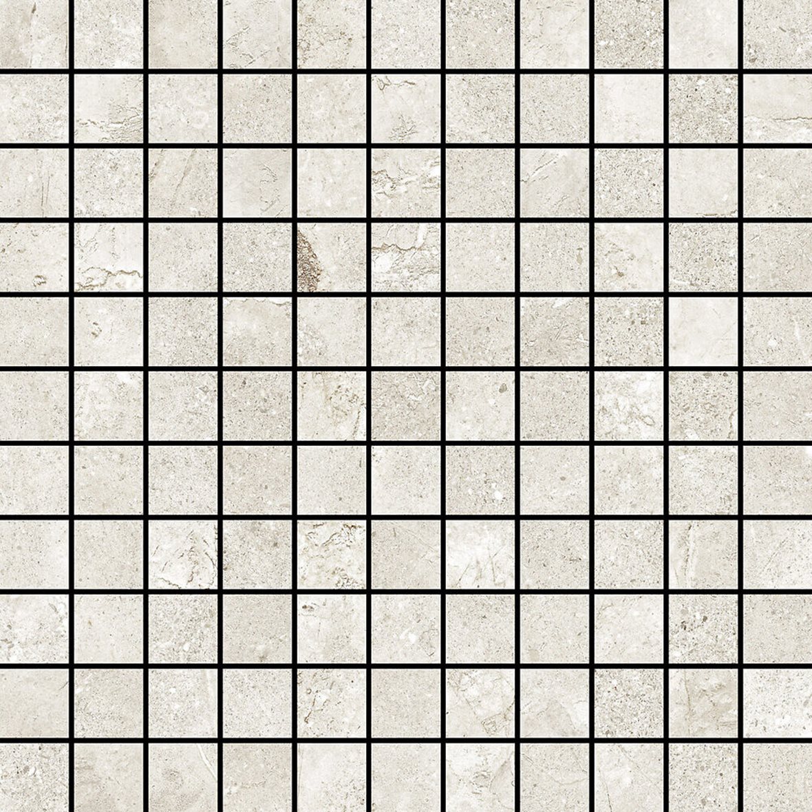 Pukkila Stone Age lasitettu kaakeli mosaiikki seinälaatta 2,5X2,5 White tasapintainen matta vaalea valkoinen kivi