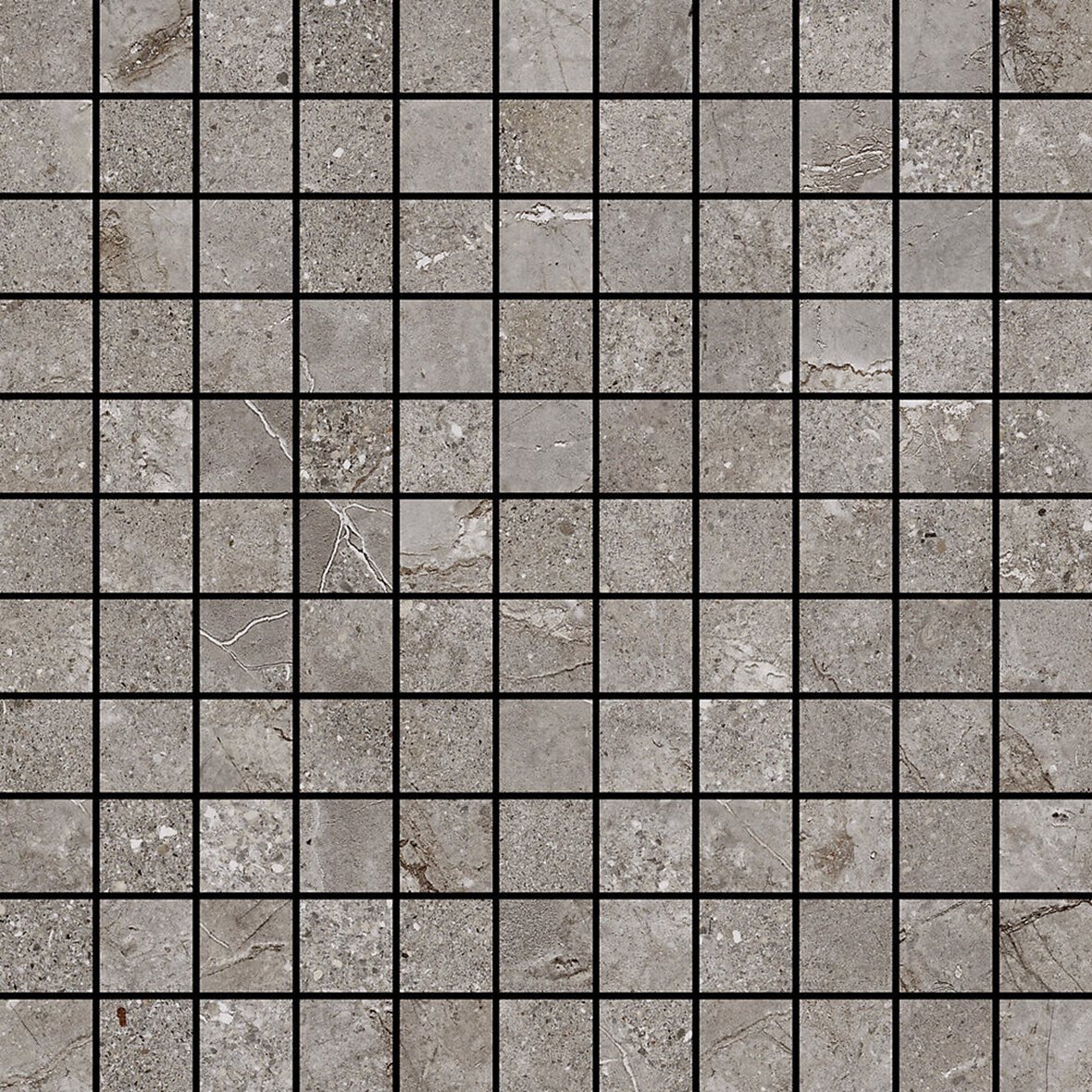 Pukkila Stone Age lasitettu kaakeli mosaiikki seinälaatta 2,5X2,5 Grey tasapintainen matta keskitumma harmaa kivi