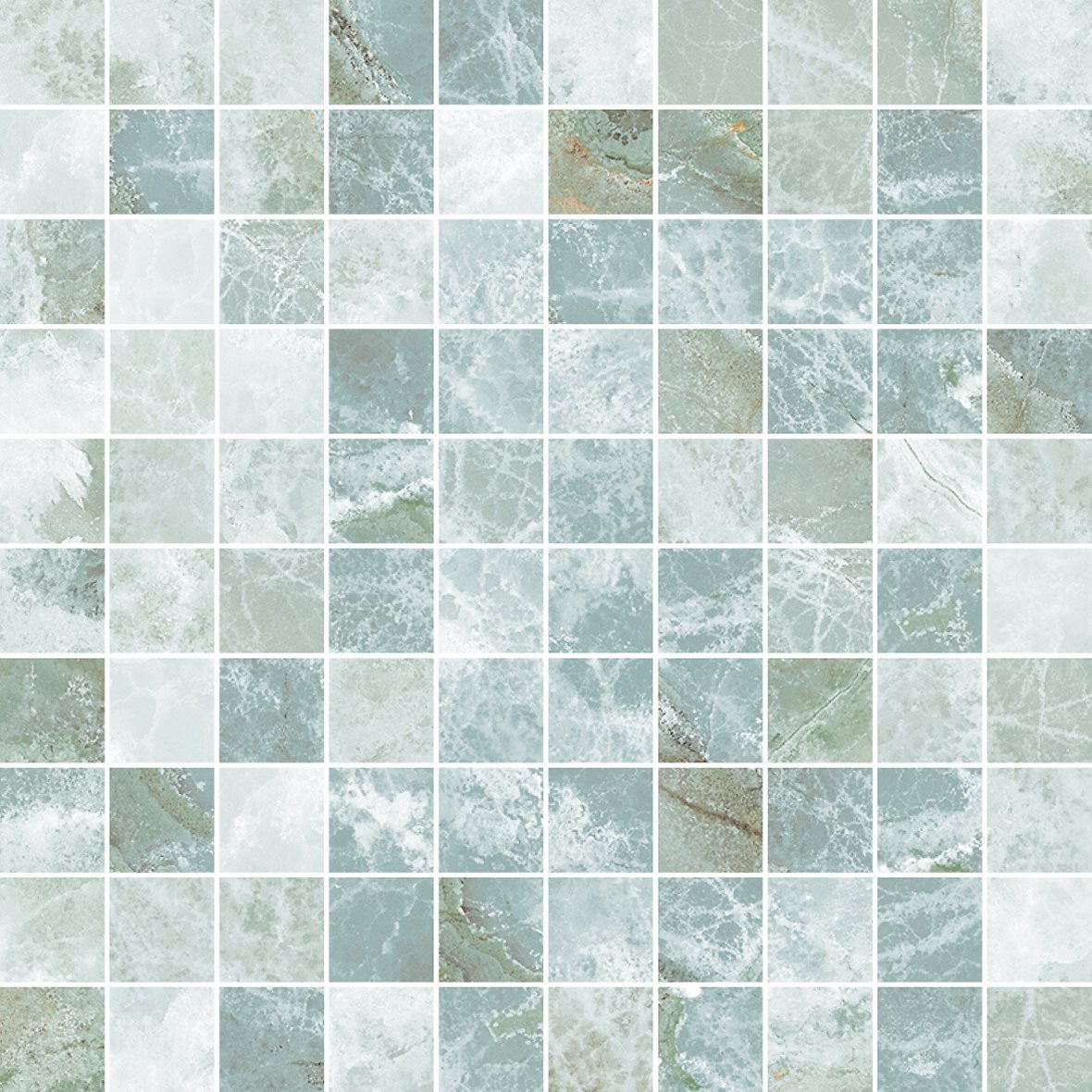 LPC Elegance Mosaico lasitettu porcelanato mosaiikki seinälaatta lattialaatta 2,5X2,5 05 Bali tasapintainen matta vaalea vihreä marmori