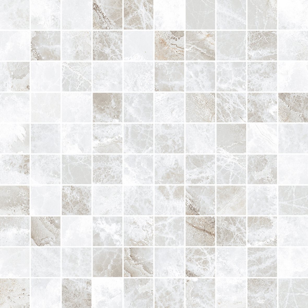 LPC Elegance Mosaico lasitettu porcelanato mosaiikki seinälaatta lattialaatta 2,5X2,5 01L Royal tasapintainen kiillotettu vaalea valkoinen marmori