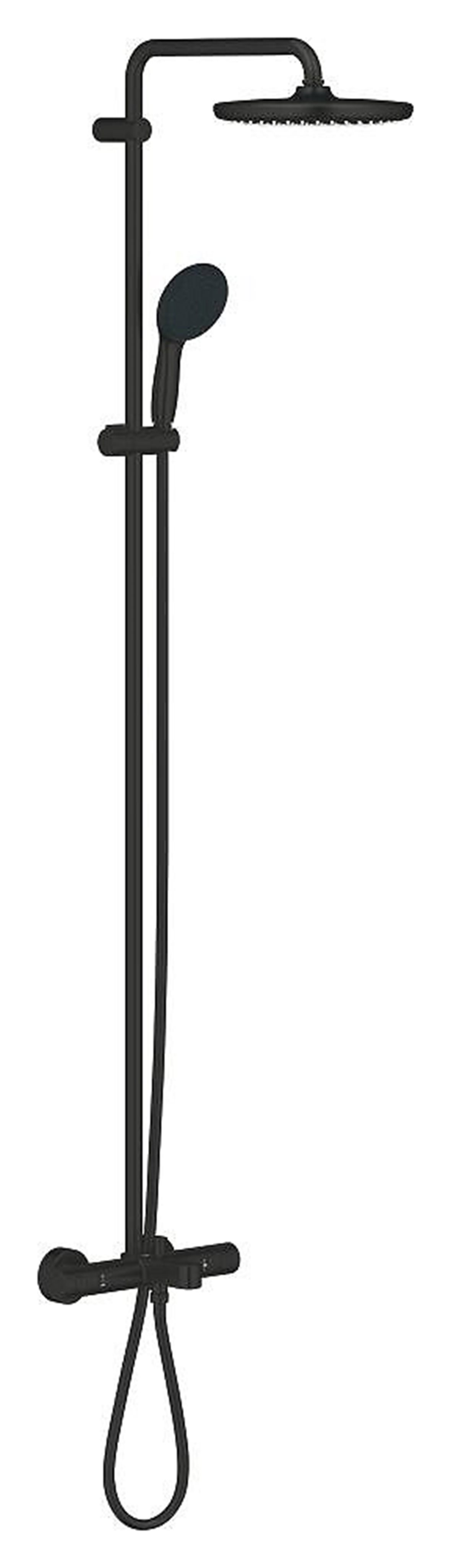 GROHE Tempesta System 250 sadesuihkusetti juoksuputkella mattamusta