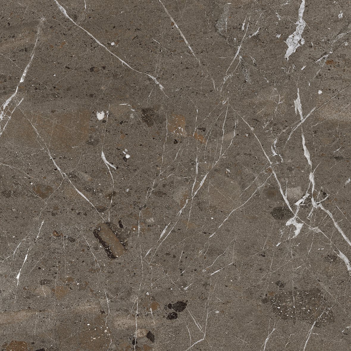 LPC Odyssey lasitettu porcelanato lattialaatta ulkolaatta 60X60 R09 Breccia karhennettu matta tumma ruskea kivi