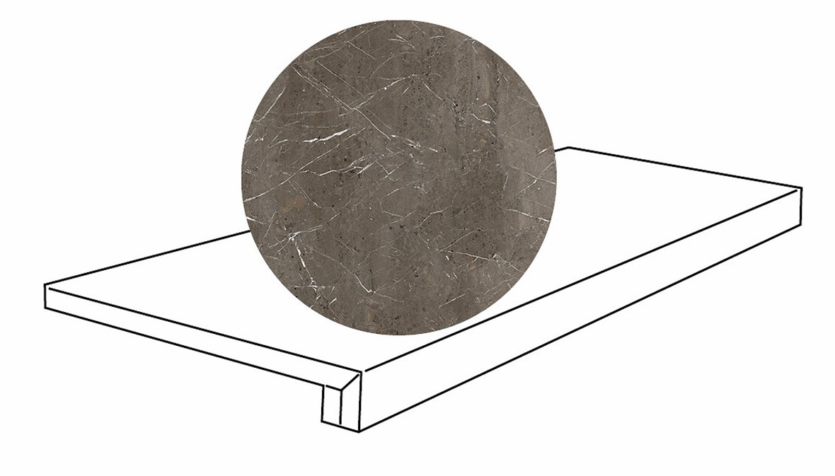 LPC Odyssey lasitettu porraslaatta G 32,5X120 09 Breccia tasapintainen matta tumma ruskea kivi