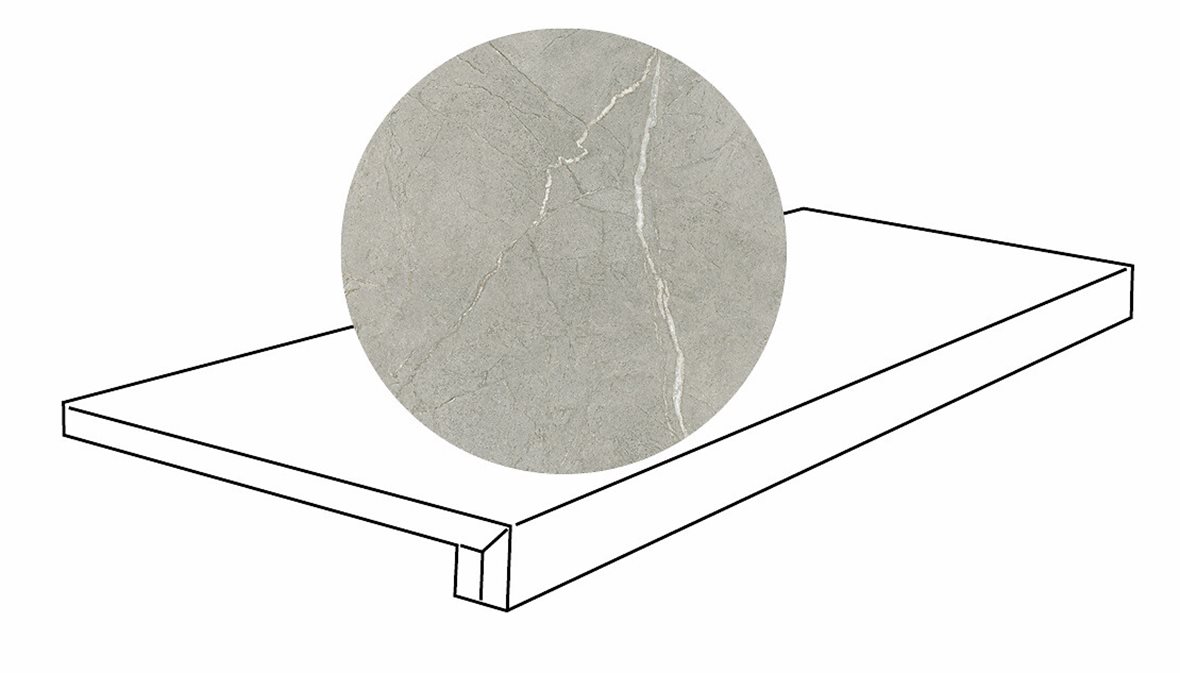 LPC Odyssey lasitettu porraslaatta G 32,5X120 02 Soapstone tasapintainen matta keskitumma harmaa kivi