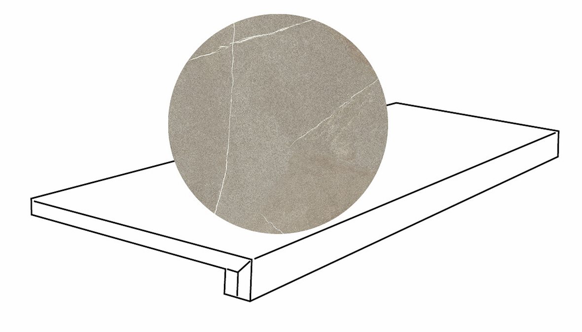 LPC Odyssey lasitettu porraslaatta G 32,5X120 08 Piasentina tasapintainen matta keskitumma harmaa kivi