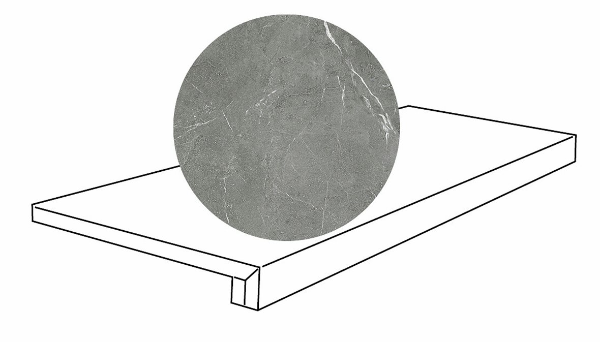 LPC Odyssey lasitettu porraslaatta G 32,5X120 01 Quarzite tasapintainen matta tumma harmaa kivi