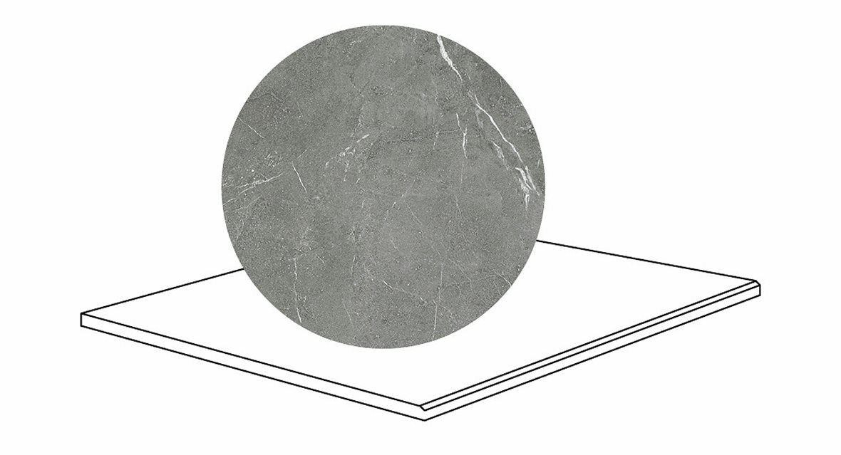 LPC Odyssey lasitettu porraslaatta kiillotettu reuna 90X90X2 R01 Quarzite karhennettu matta tumma harmaa kivi