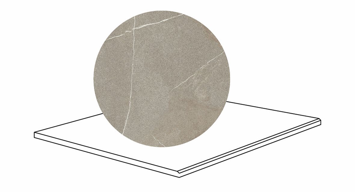 LPC Odyssey lasitettu porraslaatta kiillotettu reuna 90X90X2 R08 Piasentina karhennettu matta keskitumma harmaa kivi