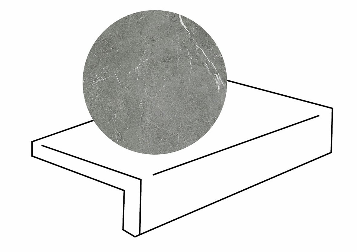 LPC Odyssey lasitettu porraslaatta L 30X90X2 R01 Quarzite karhennettu matta tumma harmaa kivi