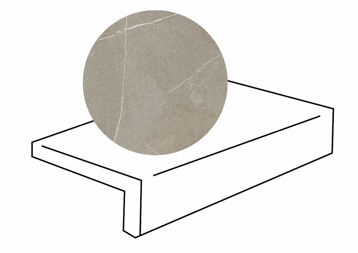 LPC Odyssey lasitettu porraslaatta L 30X90X2 R08 Piasentina karhennettu matta keskitumma harmaa kivi