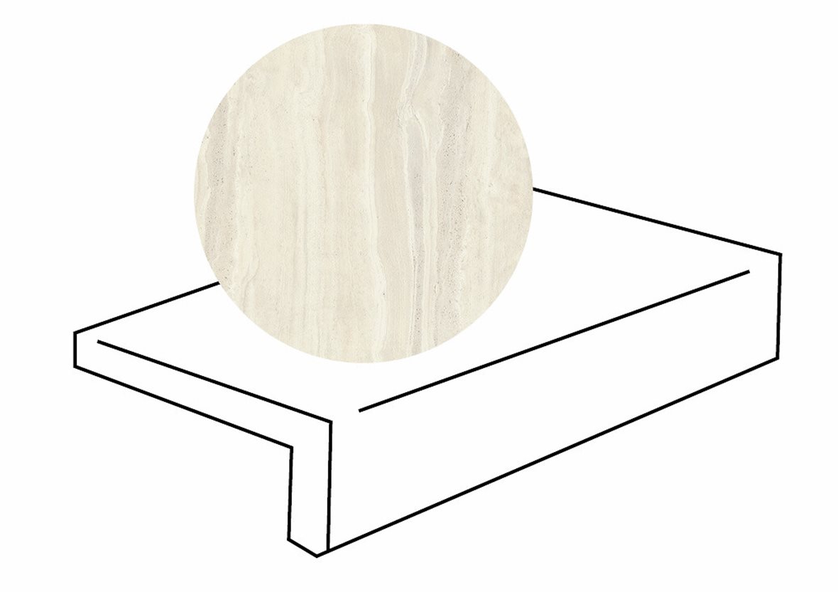 LPC Odyssey lasitettu porraslaatta L 30X90X2 R04 Travertino karhennettu matta vaalea beige kivi