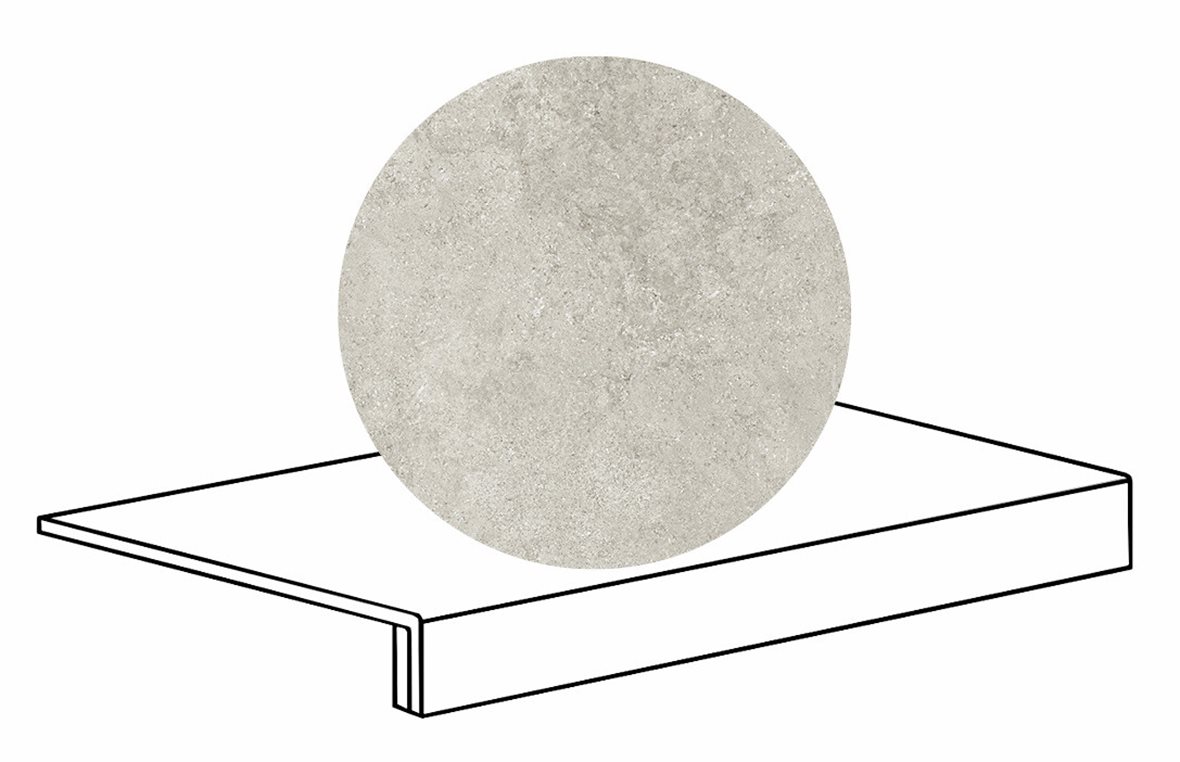 LPC Geo Re60 lasittamaton porraslaatta reunalla B 33X60 01 Sugar tasapintainen silotettu matta vaalea valkoinen kivi