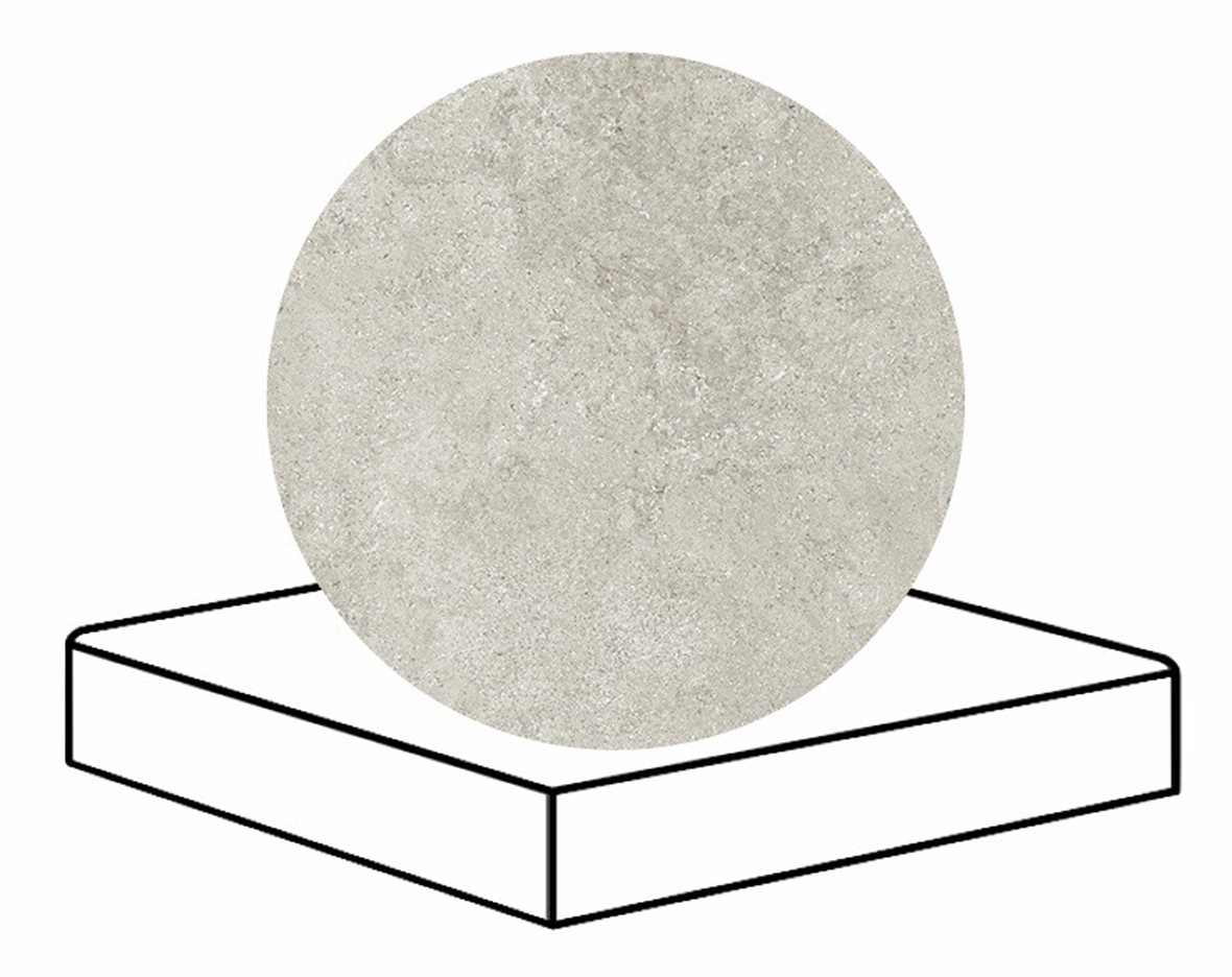 LPC Geo Re60 lasittamaton porraslaatta angolo B 33X33 01 Sugar tasapintainen silotettu matta vaalea valkoinen kivi