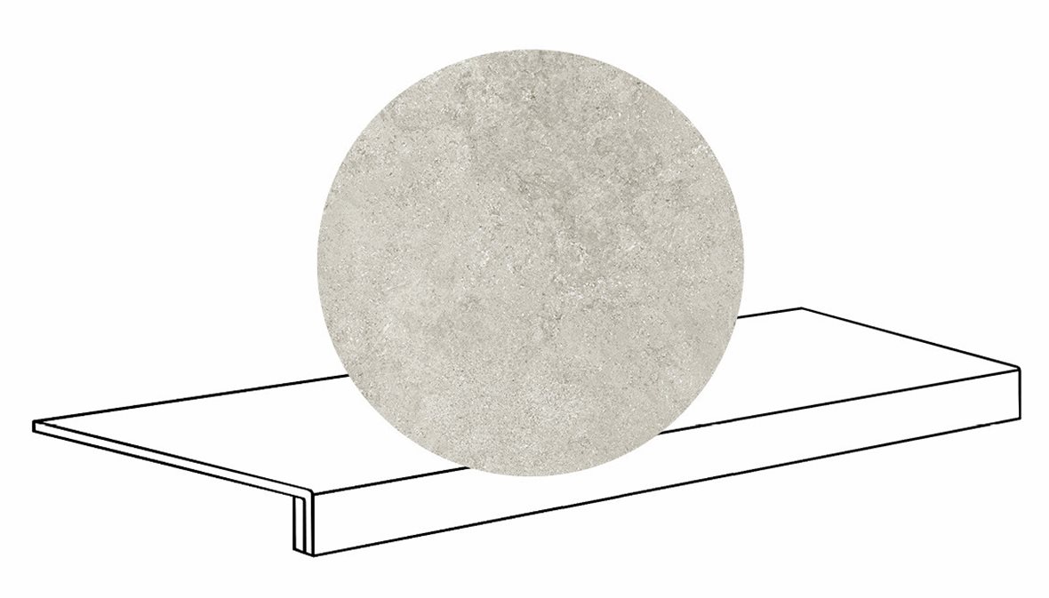 LPC Geo Re60 lasittamaton porraslaatta reunalla B 33X119,7 01 Sugar tasapintainen matta vaalea valkoinen kivi