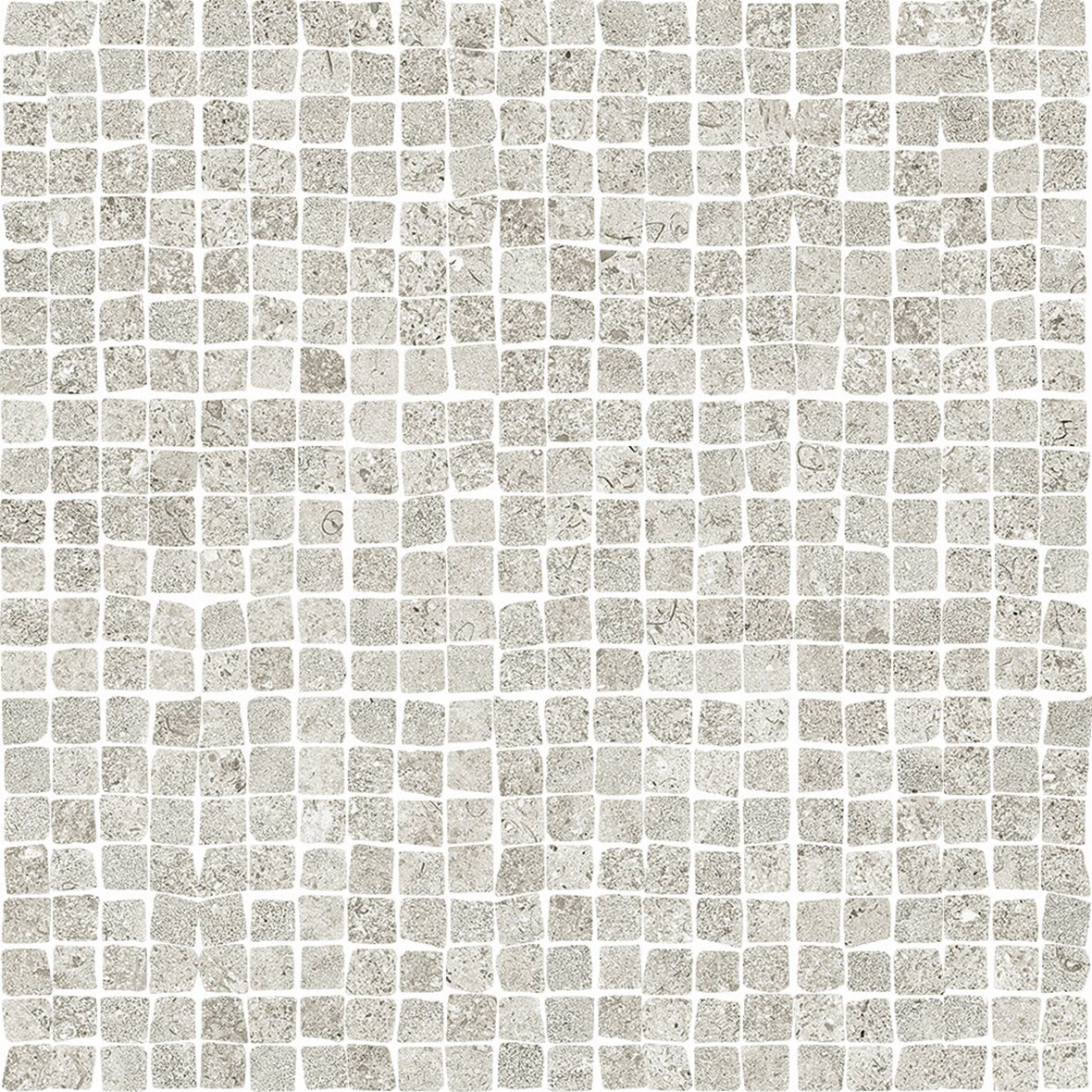 LPC Geo Re60 Cobble lasittamaton porcelanato mosaiikki seinälaatta lattialaatta 1,5X1,5 01 Sugar tasapintainen silotettu matta vaalea valkoinen kivi