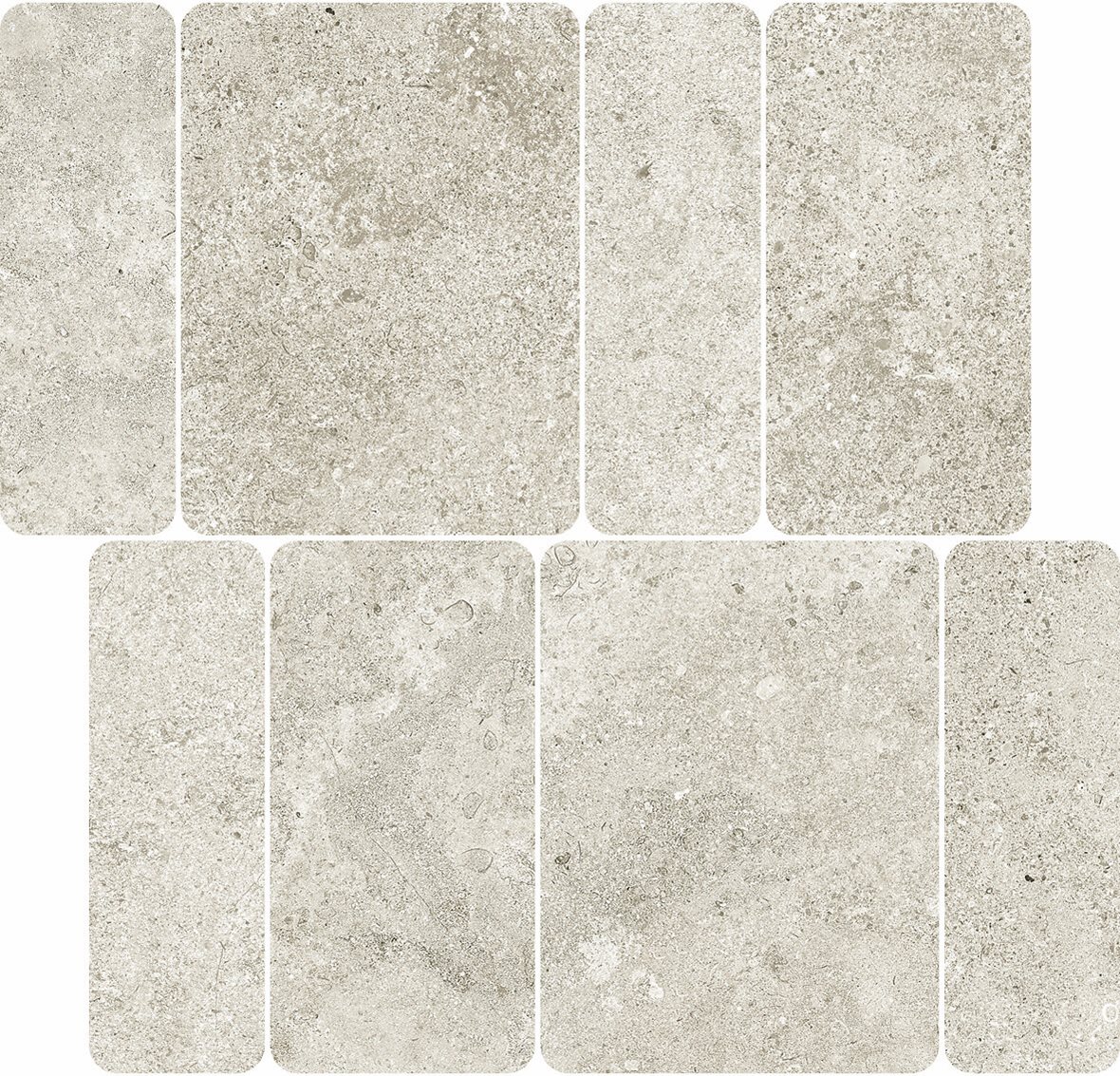 LPC Geo Re60 Pave lasittamaton porcelanato mosaiikki seinälaatta lattialaatta 01 Sugar tasapintainen silotettu matta vaalea valkoinen kivi