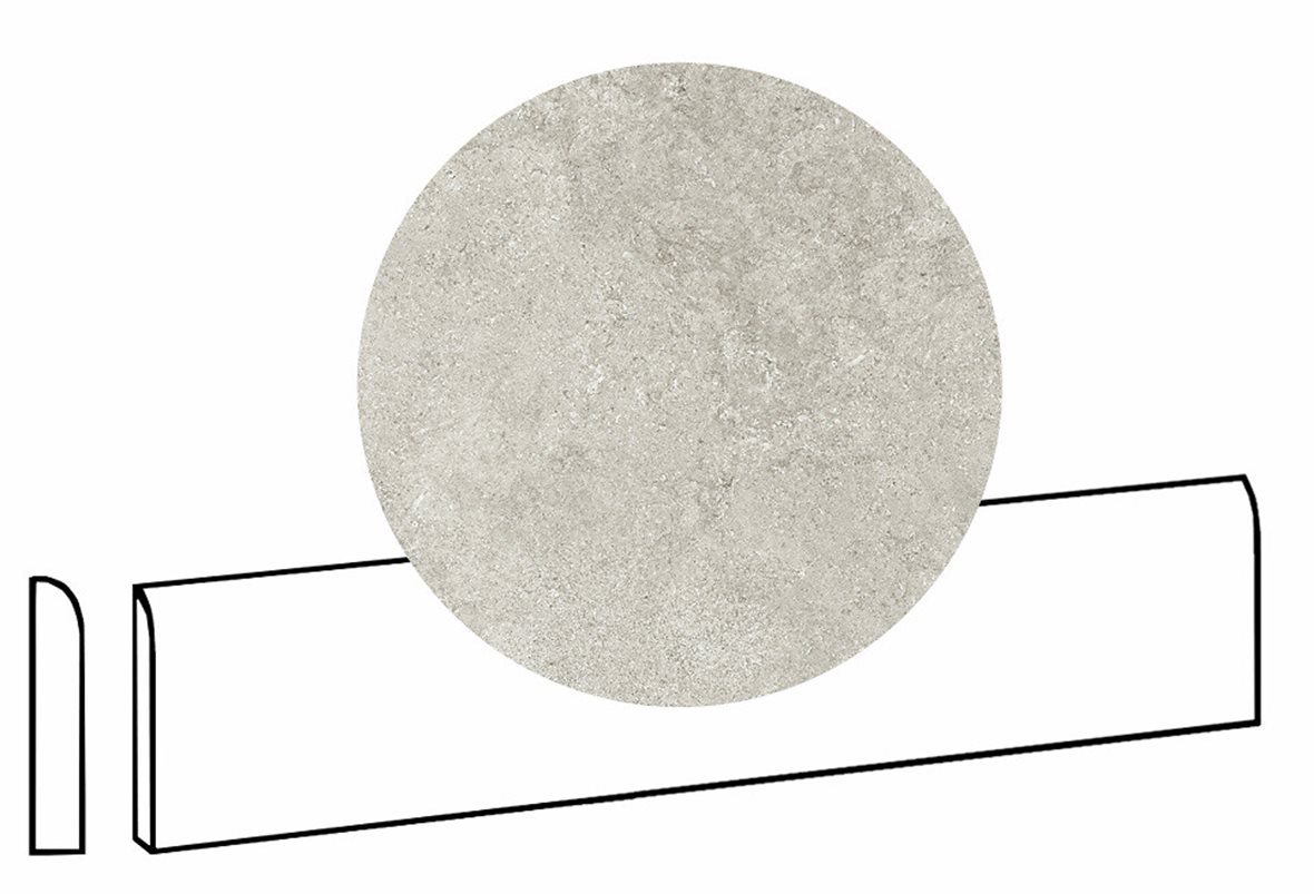 LPC Geo Re60 lasittamaton jalkalista pyöristetty pitkä sivu 7X60 01 Sugar tasapintainen silotettu matta vaalea valkoinen kivi