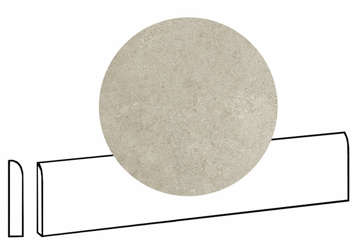 LPC Geo Re60 lasittamaton jalkalista pyöristetty pitkä sivu 7X60 02 Powder tasapintainen silotettu matta keskitumma beige kivi