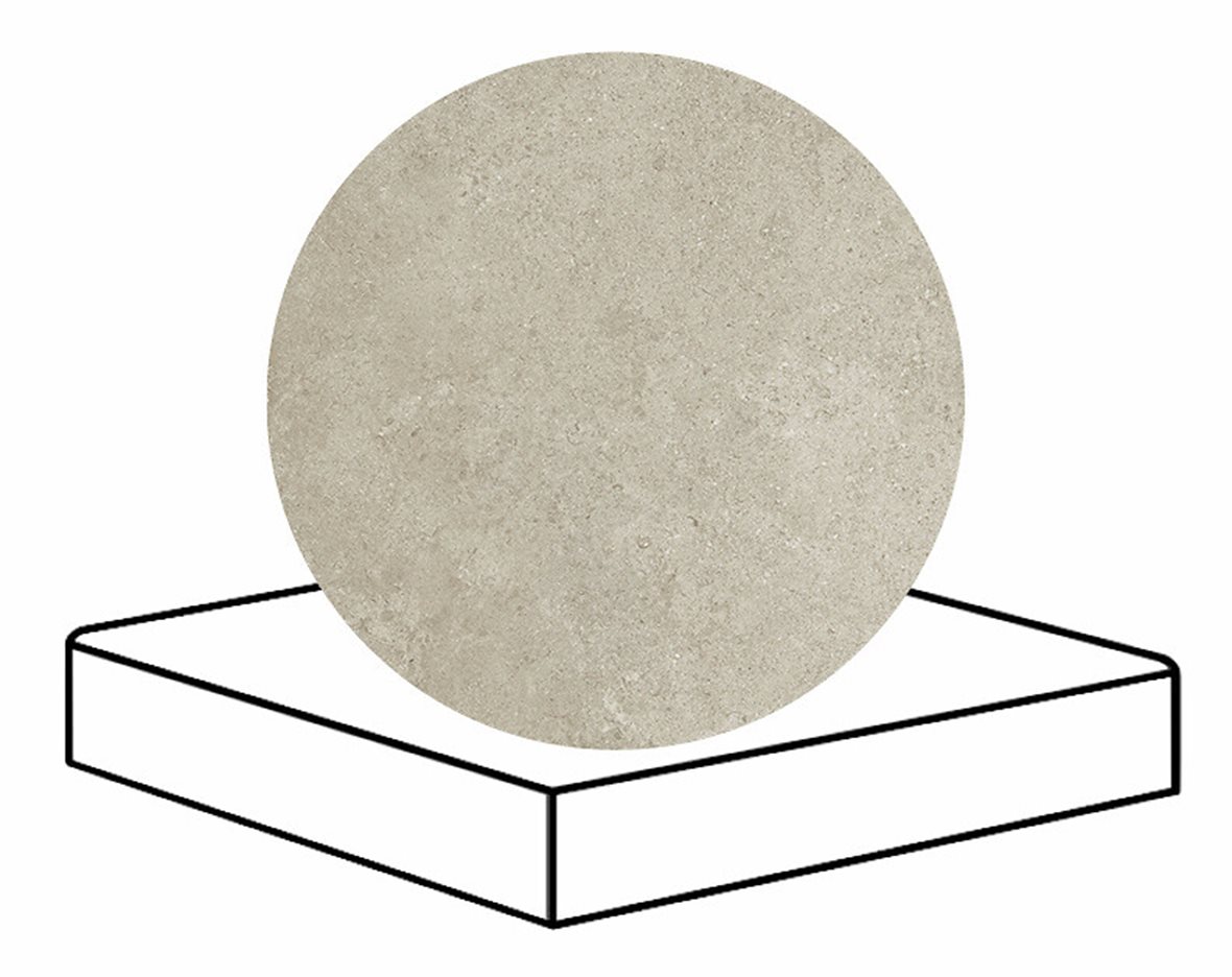 LPC Geo Re60 lasittamaton porraslaatta angolo B 33X33 02 Powder tasapintainen silotettu matta keskitumma beige kivi