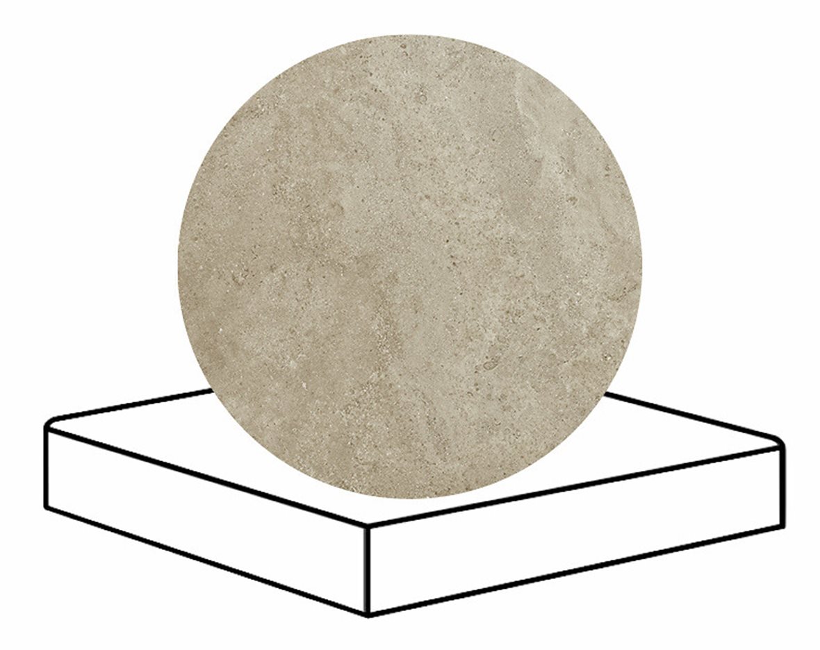 LPC Geo Re60 lasittamaton porraslaatta angolo B 33X33 03 Sand tasapintainen silotettu matta keskitumma ruskea kivi