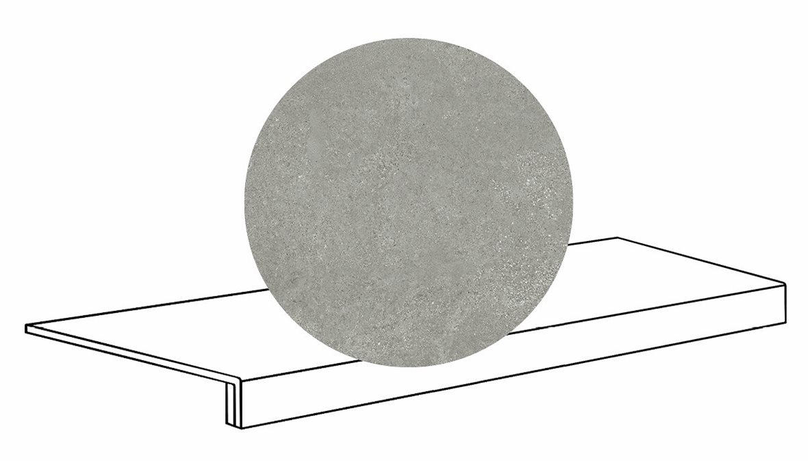 LPC Geo Re60 lasittamaton porraslaatta reunalla B 33X120 04 Smoke tasapintainen matta keskitumma harmaa kivi