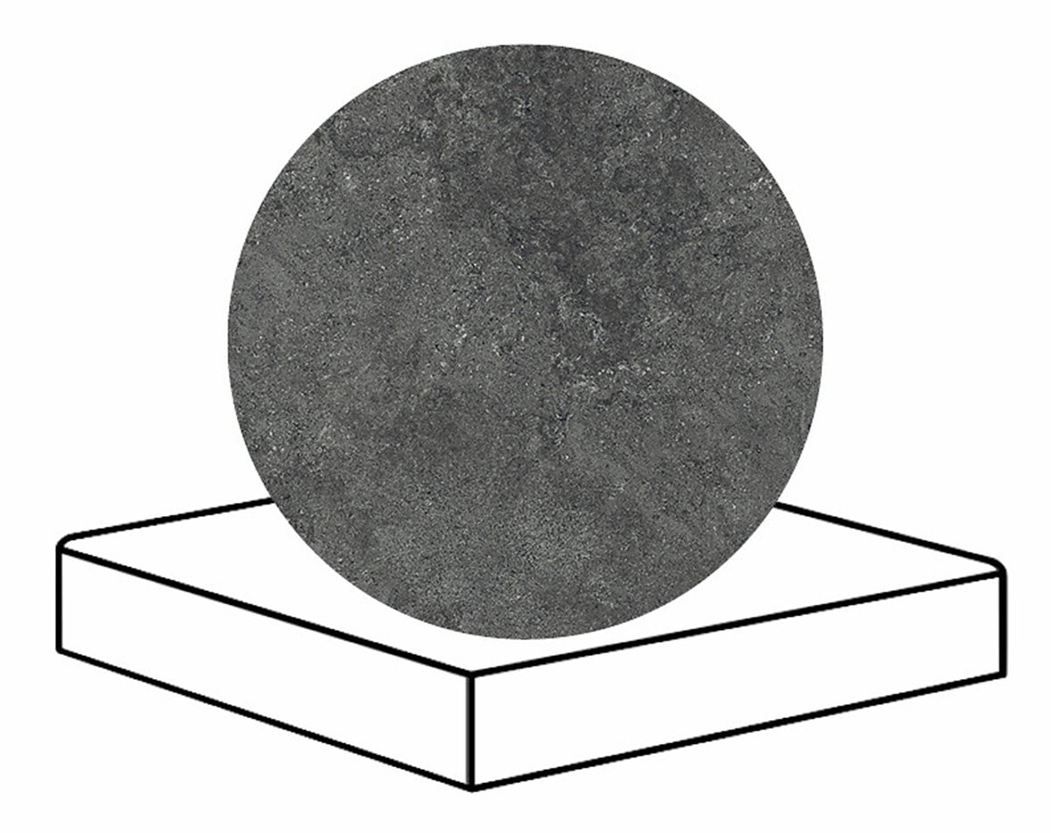 LPC Geo Re60 lasittamaton porraslaatta angolo B 33X33 05 Pepper tasapintainen silotettu matta tumma musta kivi