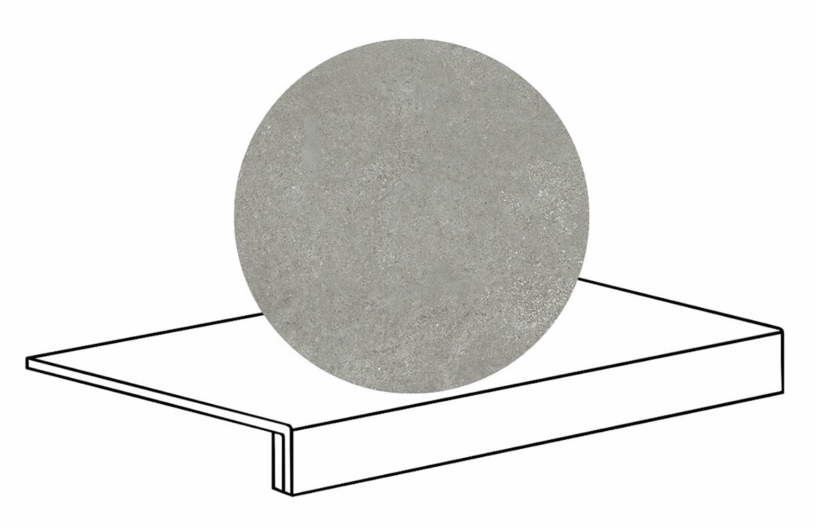 LPC Geo Re60 lasittamaton porraslaatta reunalla B 33X60 04 Smoke tasapintainen silotettu matta keskitumma harmaa kivi