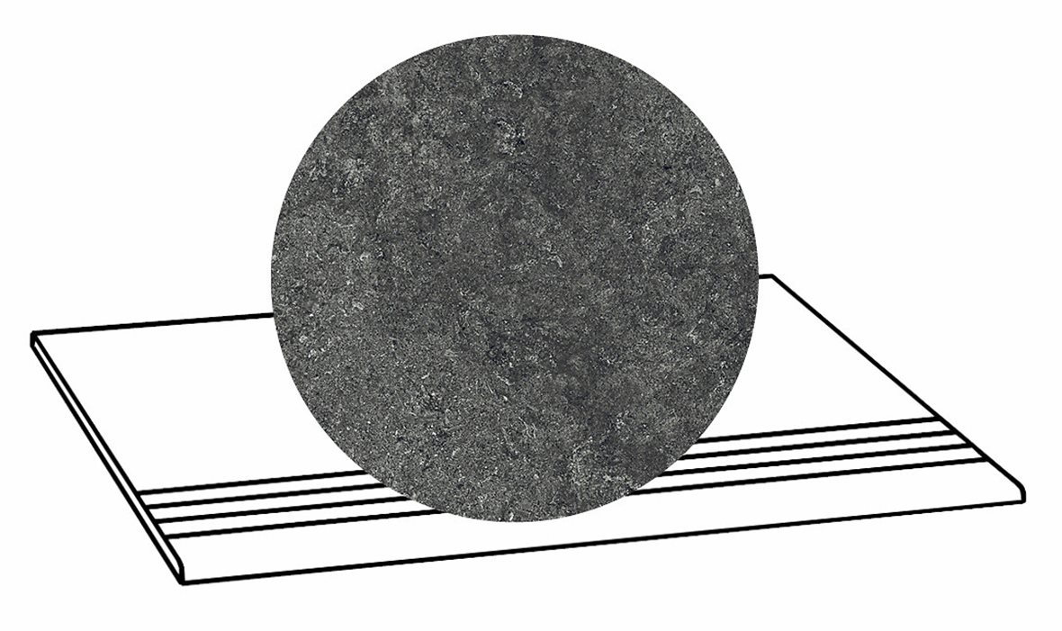 LPC Geo Re60 lasittamaton porraslaatta liukuesteuralla 30X60 05 Pepper tasapintainen silotettu matta tumma musta kivi