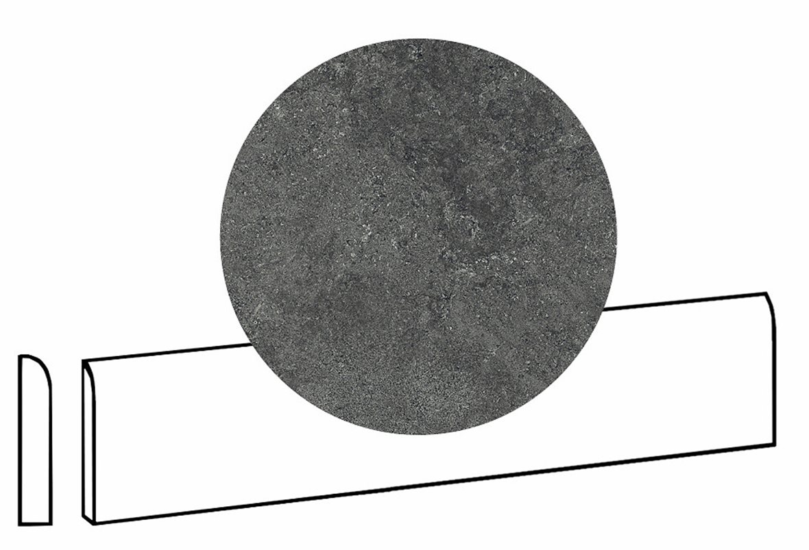 LPC Geo Re60 lasittamaton jalkalista 7X60 05 Pepper tasapintainen silotettu matta tumma musta kivi