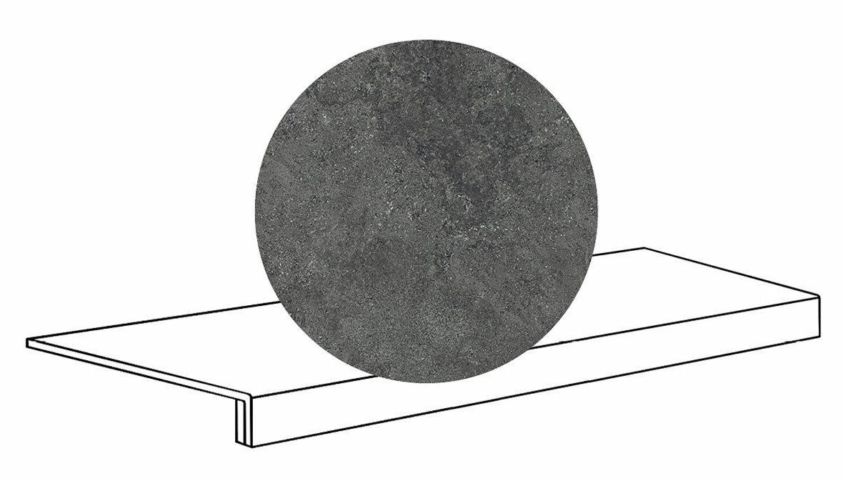 LPC Geo Re60 lasittamaton porraslaatta reunalla B 33X120 05 Pepper tasapintainen matta tumma musta kivi